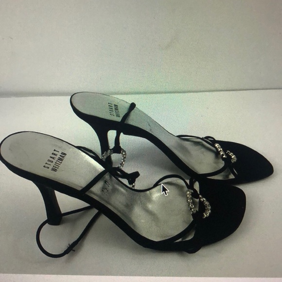 Stuart Weitzman black rhinestone heels. Size 7.5 - Picture 1 of 8